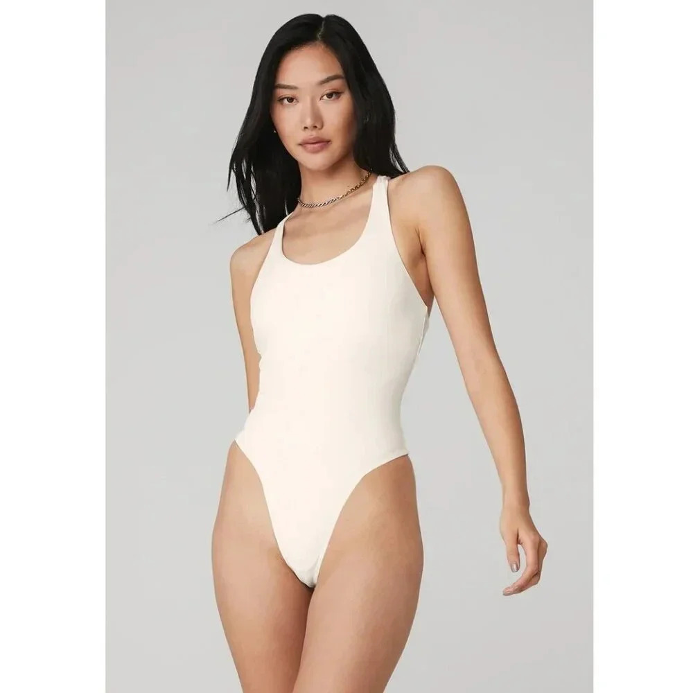 NEW  Sleek Back Bodysuit, Ivory, ALO, XS